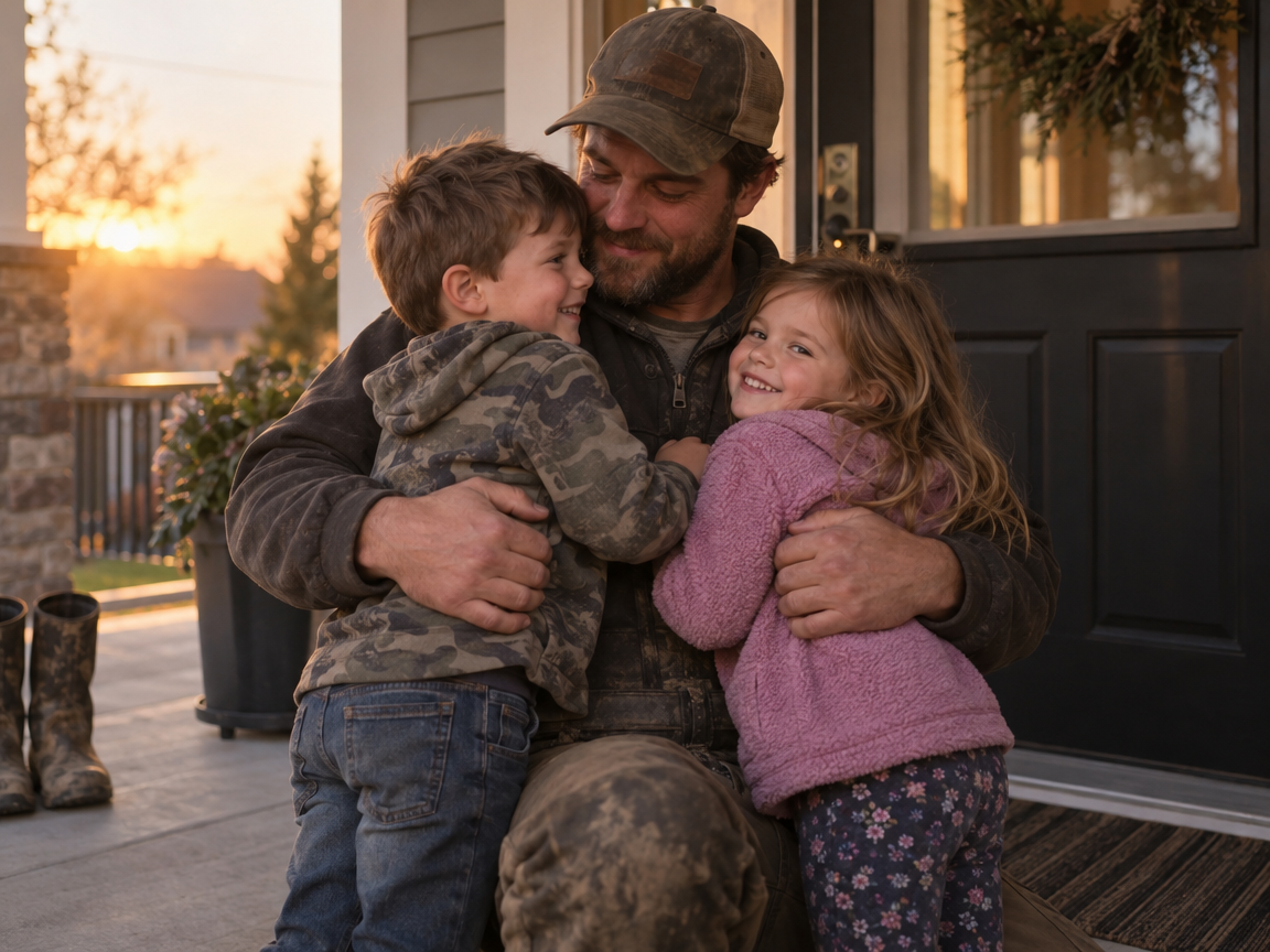 A father staying present with his family after work